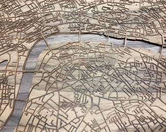 Personalised City Map ,Walnut wood Custom Wooden 3D Street Map, Restaurant Wall Decor, Office or Hotel Decor Frame, Wedding Anniversary Gift