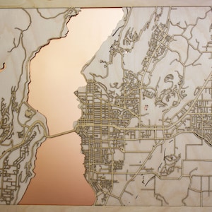Carte de la ville personnalisée en bois et cuivre,décoration murale de restaurant pour salon, cadeau de mariage ou d'anniversaire