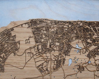 Mapa personalizado de la ciudad, callejero 3D de madera personalizado, decoración de pared para restaurante, oficina u hotel, regalo de boda o aniversario