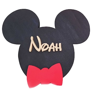 Name Door Sign Mickey Mouse inspired 3D Sign for Children&#39;s Room Personalised Mouse Ears Door Plaque or Wall Hanging Name Sign
