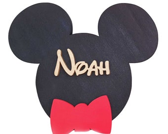 Naam Deurteken Mickey Mouse geïnspireerd 3D-bord voor de kinderkamer Gepersonaliseerde muisoren Plaquette of muurhangend naambord