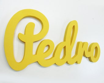 Pedro Wall Hanging Nursery Decor Wooden Baby Name Signs, Personalized Gift, Handmade Wood Sign, Kids Room Decor