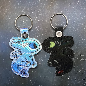 Inspired Chibi Black and White Dragon Snaptab Keychains