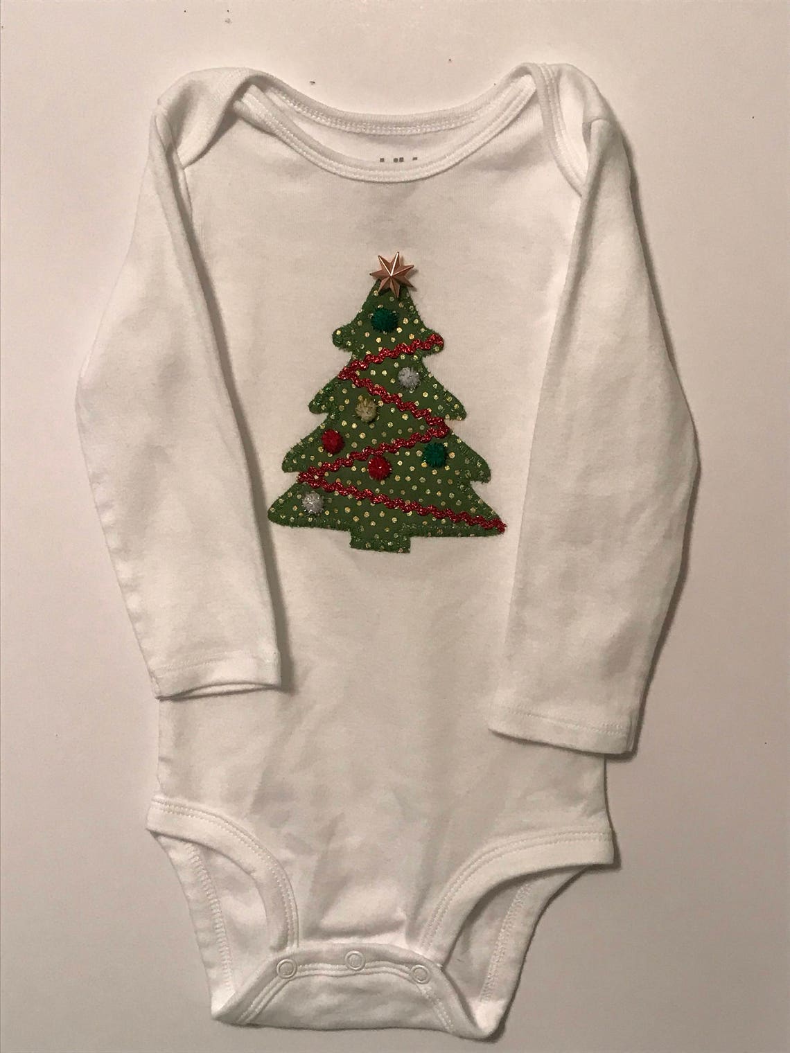 Custom Christmas Tree Appliquéd Onesie Etsy