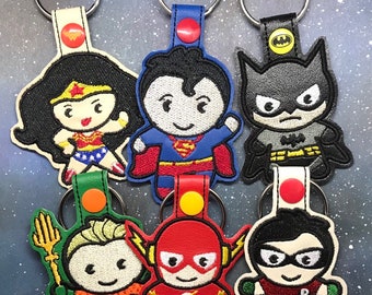 Inspired Chibi Superhero and Super Villain Snaptab Keychains