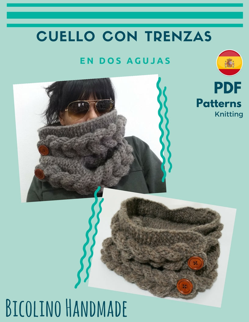 bufanda con trenzas a dos agujas