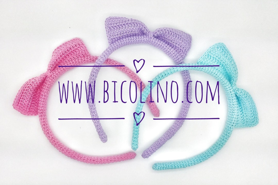 Cintillo tejido a ganchillo, Diadema para el cabello con lazo