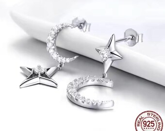 moon and star drop studs