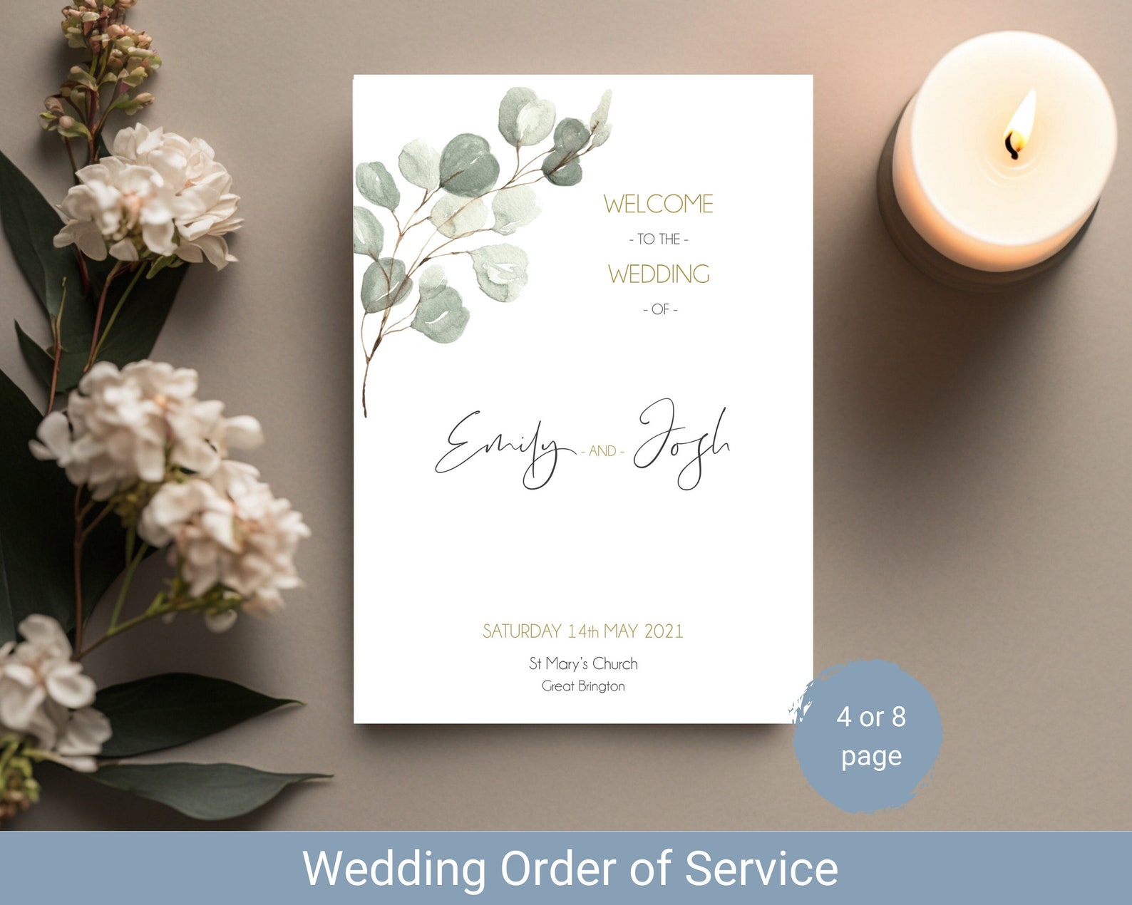 Wedding Order of Service Booklet • Wedding Program • Church Wedding ...