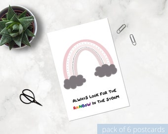 Positive Postcard | Rainbow Notecard | Pack of 6 Cards | Friend Card | Friend Gift