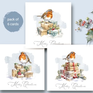 Cartes de Noël classiques et luxueuses, Winter Winter Robin dans un design unique et original • lot de 6