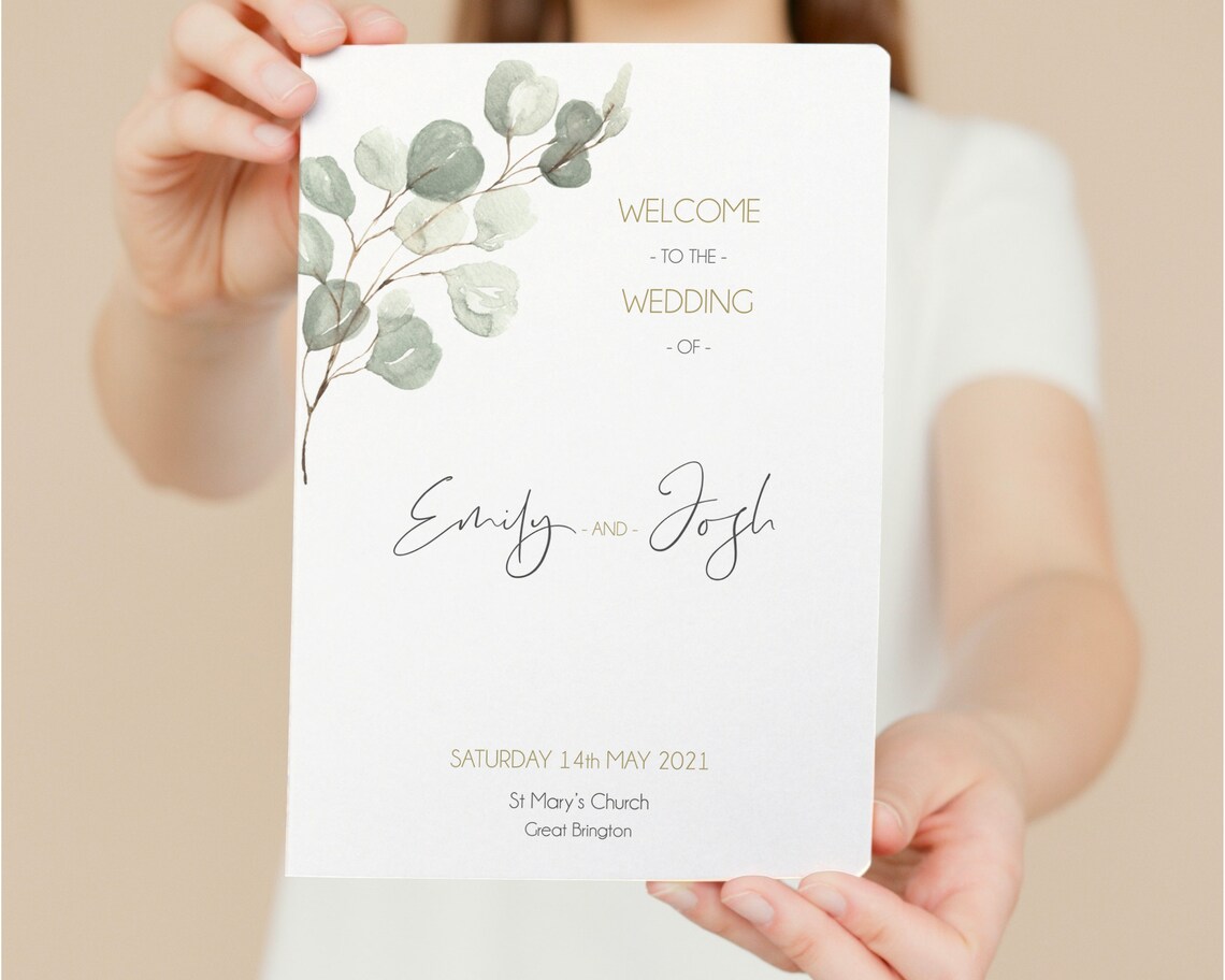 Wedding Order of Service Booklet • Wedding Program • Church Wedding ...