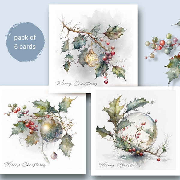 Classic, luxury Christmas Bauble cards in a unique original design • pack of 6