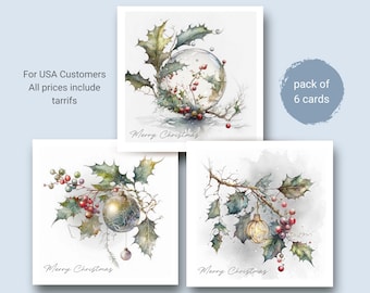 Christmas Bauble Cards, Traditional Design, Luxury Christmas Card • pack of 6