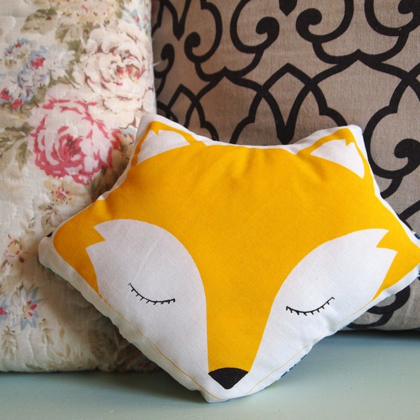 Handmade Woodland Golden Fox Pillow, Fox Toy, Stuffed Animal