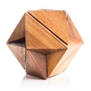 Japanese cuboctahedron mechanical puzzle - Wood puzzle - 3D wooden interlocking brain teaser puzzle, 6 piece puzzle, 3d wooden puzzle