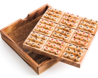 Sudoku - sudoku de madera, rompecabezas de codificación, rompecabezas de sudoku, juego para un jugador, juego de lógica, juego de codificación, juego de mesa, regalo para mamá, regalo para papá