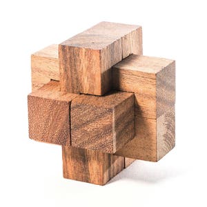 Burr Puzzle - mechanical puzzle, devil&#39;s knot, notch, brain teaser puzzle, puzzle knot, 3D wooden interlocking puzzle, 6 piece burr puzzle