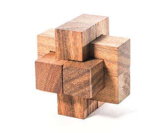 Burr Puzzle - mechanical puzzle, devil's knot, notch, brain teaser puzzle, puzzle knot, 3D wooden interlocking puzzle, 6 piece burr puzzle