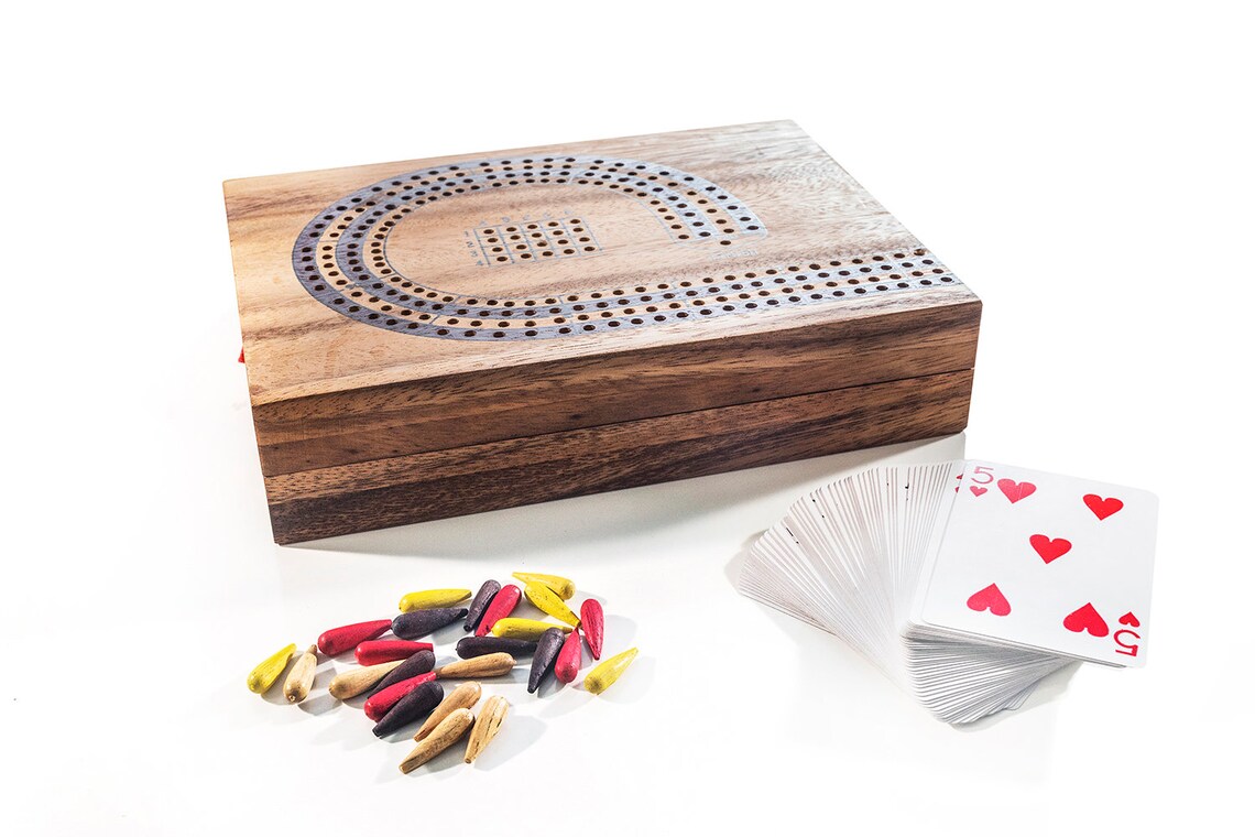 4 Player Cribbage Strategy Game Wooden Board Game Wood Etsy