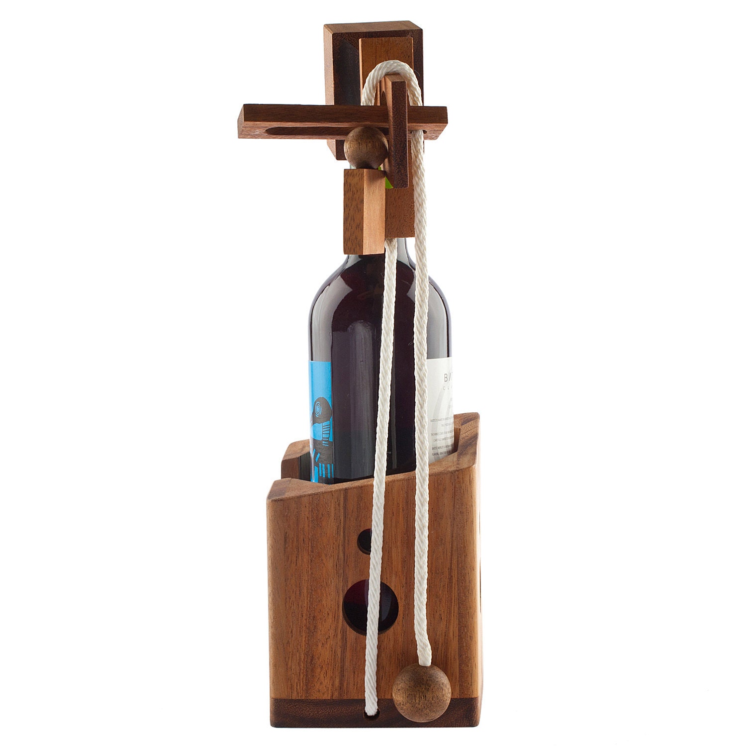 Wooden Wine Rack Brain Teaser Puzzle, Housewarming Party Gift, Dinner ...