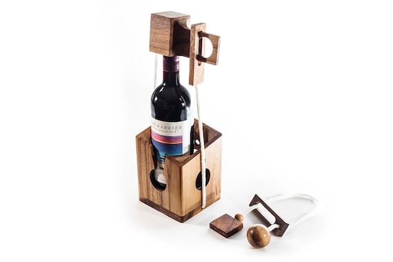 Casse-tête Grape Escape bouteille de vin en bois puzzle Casse-tête