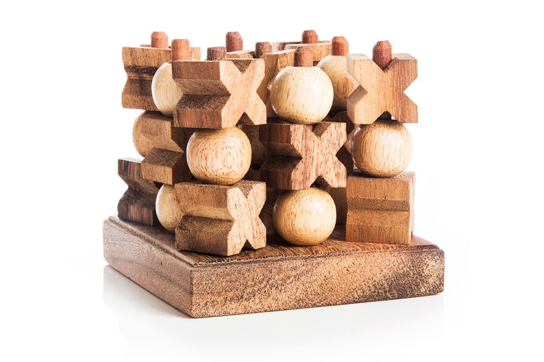 3D Tic Tac Toe - Wooden XOXO Game, Tic Tac Toe Game, Wood Tic Tac Toe Game Set, Strategy Game For Kids and Adults, table game 