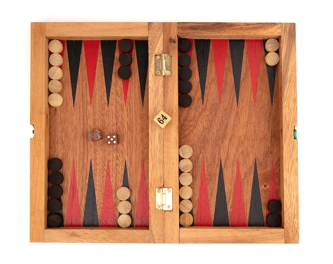 Backgammon - Strategy board game for two players, wood backgammon and checkers set, Backgammon game travel set