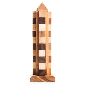 Sky Tower Brain Teaser Puzzle - Very difficult puzzle, wooden 3D assembly puzzle, Wooden Tetris, Challenging brain teaser puzzle for adults