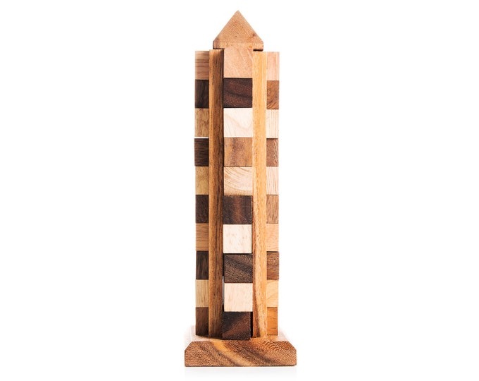Sky Tower Brain Teaser Puzzle - Very difficult puzzle, wooden 3D assembly puzzle, Wooden Tetris, Challenging brain teaser puzzle for adults