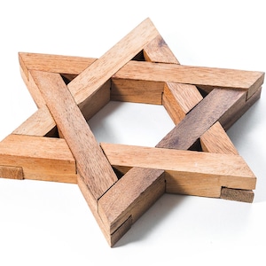 Star of David Puzzle -  Wooden Interlocking Brain Teaser Puzzle, fun puzzle, Wood Puzzle for Teenagers and Adults, gift for Hanukkah