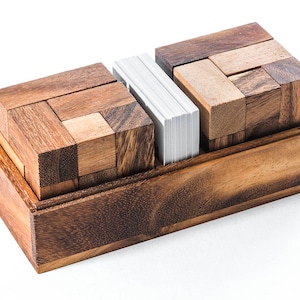 Soma Cube Mind Game - double Soma set with challenge cards, gift for Teachers. table game, gift for architects, gift for designers.