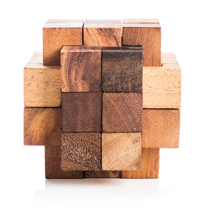 The Grandfather Burr Puzzle - 18 piece burr puzzle, complex brain teaser puzzle for serious puzzlers, gift for him, gift for engineers