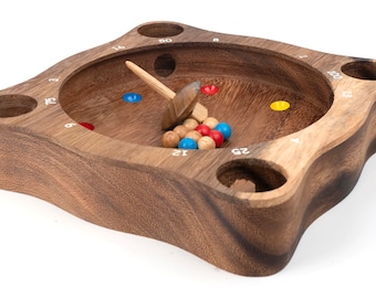 Roulette Game - Party Game, family game, math game for kids, Wooden roulette game with spinning Top