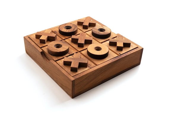 Wooden Tic Tac Toe and Solitaire Board Game Challenging Board Games for  kids