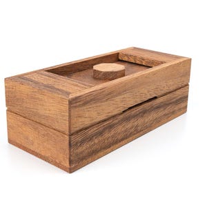 Wooden Secret Puzzle Box - Bank puzzle box with a secret compartment for hiding items.