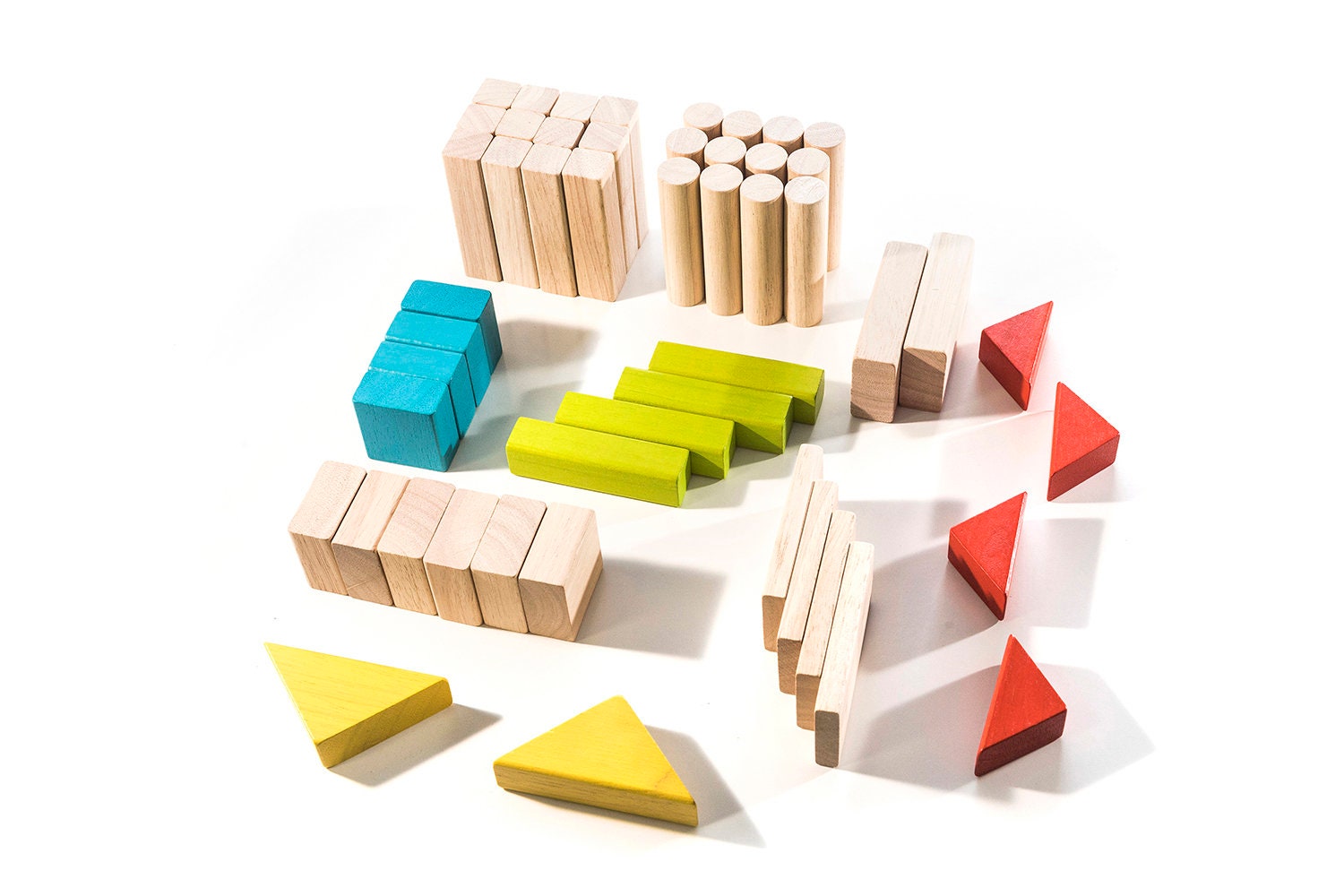 50 Natural Wooden Montessori Building Blocks - Montessori Toy, Natural ...