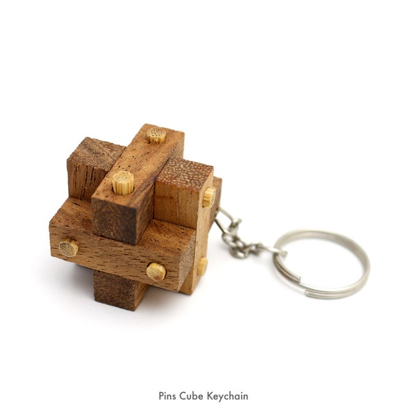 Stocking Stuffer - Wood puzzle keychain, keychain, wood Puzzle, wood brain teaser, wooden brain teaser puzzle, gift for smart kids