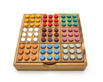 Colored Sudoku - Sudoku wooden board game, Coding puzzle, Logic Game, Coding game, Gift for mom, Challenge puzzle, Table game