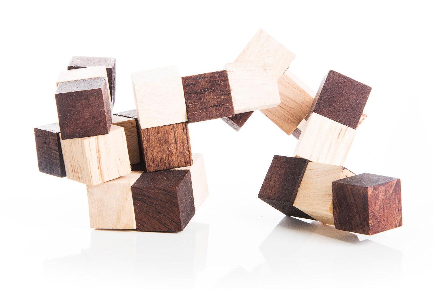 Snake Cube Wooden Brain Teaser Puzzle Etsy