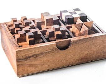 L’ensemble de puzzle de casse-tête d’explorer stem, 6 puzzles mécaniques en bois, le cadeau parfait pour les enfants qui résolvent déjà le cube de Rubik