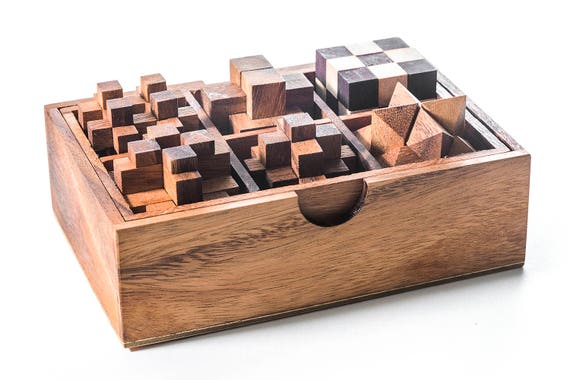 4 Pack Jeux de puzzle en bois Casse-tête Jouets - Puzzles 3D pour