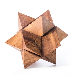 Star Puzzle - 3D wooden interlocking brain teaser puzzle, wood puzzle, wood brain teaser, wooden brain teaser puzzle, gift for smart kids