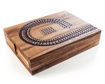 4 Player Cribbage - Strategy Game, Wooden board game, Wood board game, family game, Cards Game