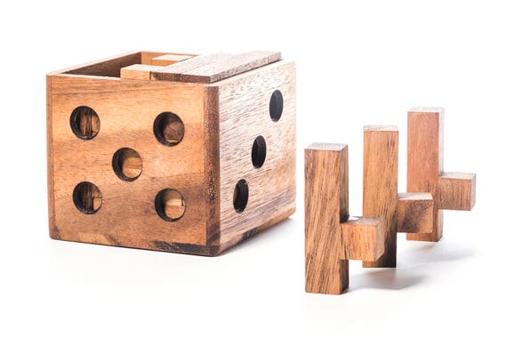 Impossible wooden store cube puzzle
