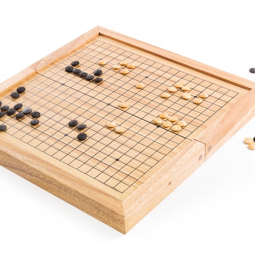 Go Wooden Go Board Game Go Game Go Board Go Pieces Wood Etsy