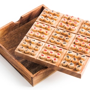 Sudoku Set - Father&#39;s Day Gift, gift for dad, gift for grandpa, grandma gift, wooden sudoku, game for one player, logic game, table game