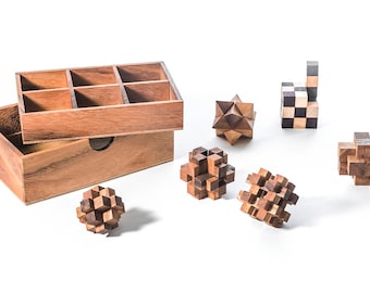 6 Escape Room Houten Brain Teaser Puzzel Gift Set - puzzelliefhebbers cadeau, vaderdag, kerstcadeau, cadeau voor ingenieurs | Kubiya Spelletjes