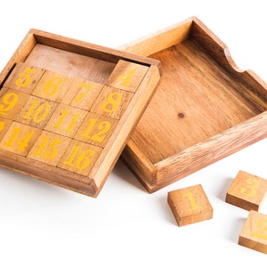 Slide 15 wood Puzzle, brain Teaser, wood brain teaser, wooden brain teaser puzzle image 1