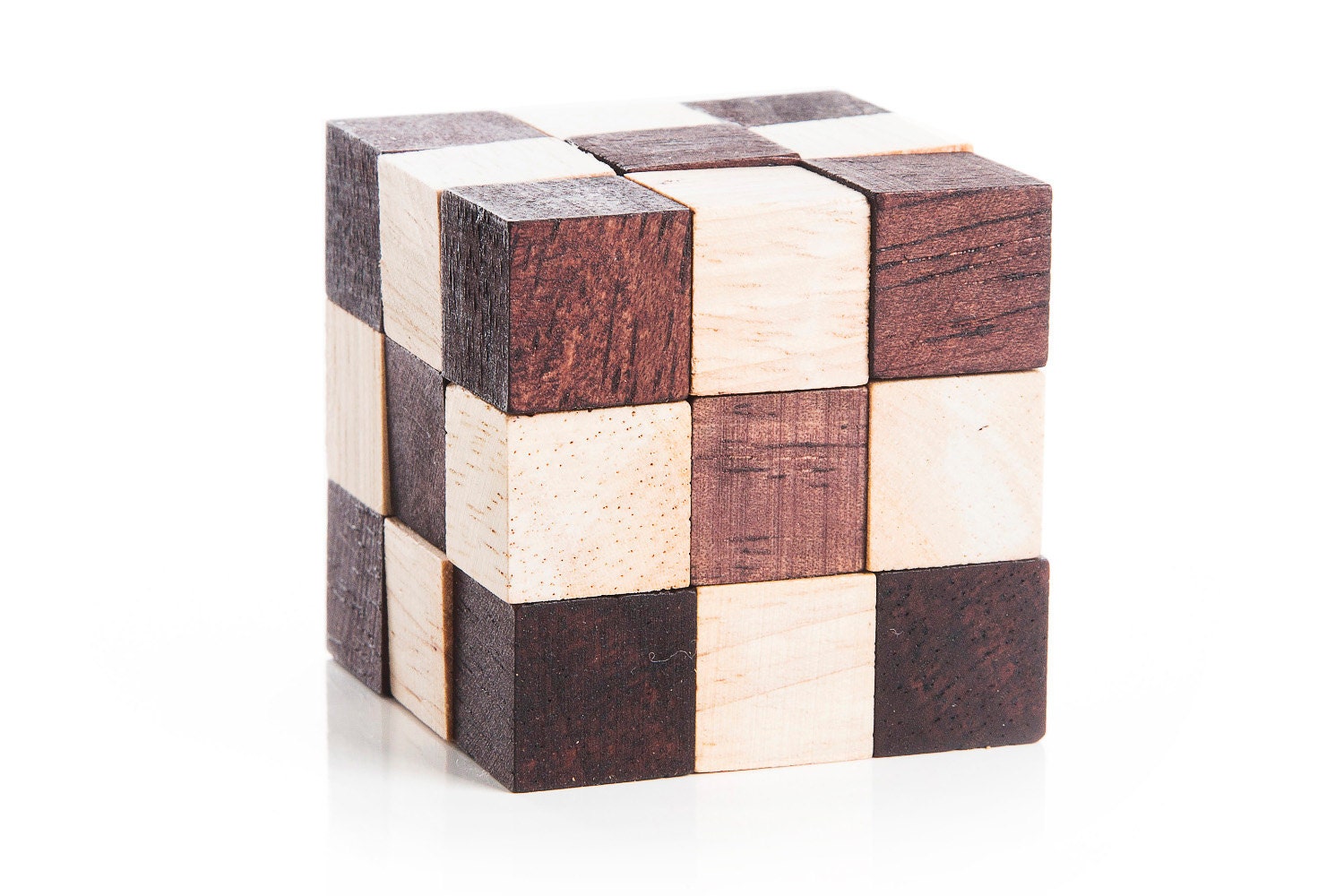 Snake Cube Wooden Brain Teaser Puzzle Etsy